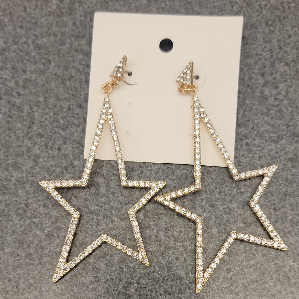 Gold Star Dangle Earrings